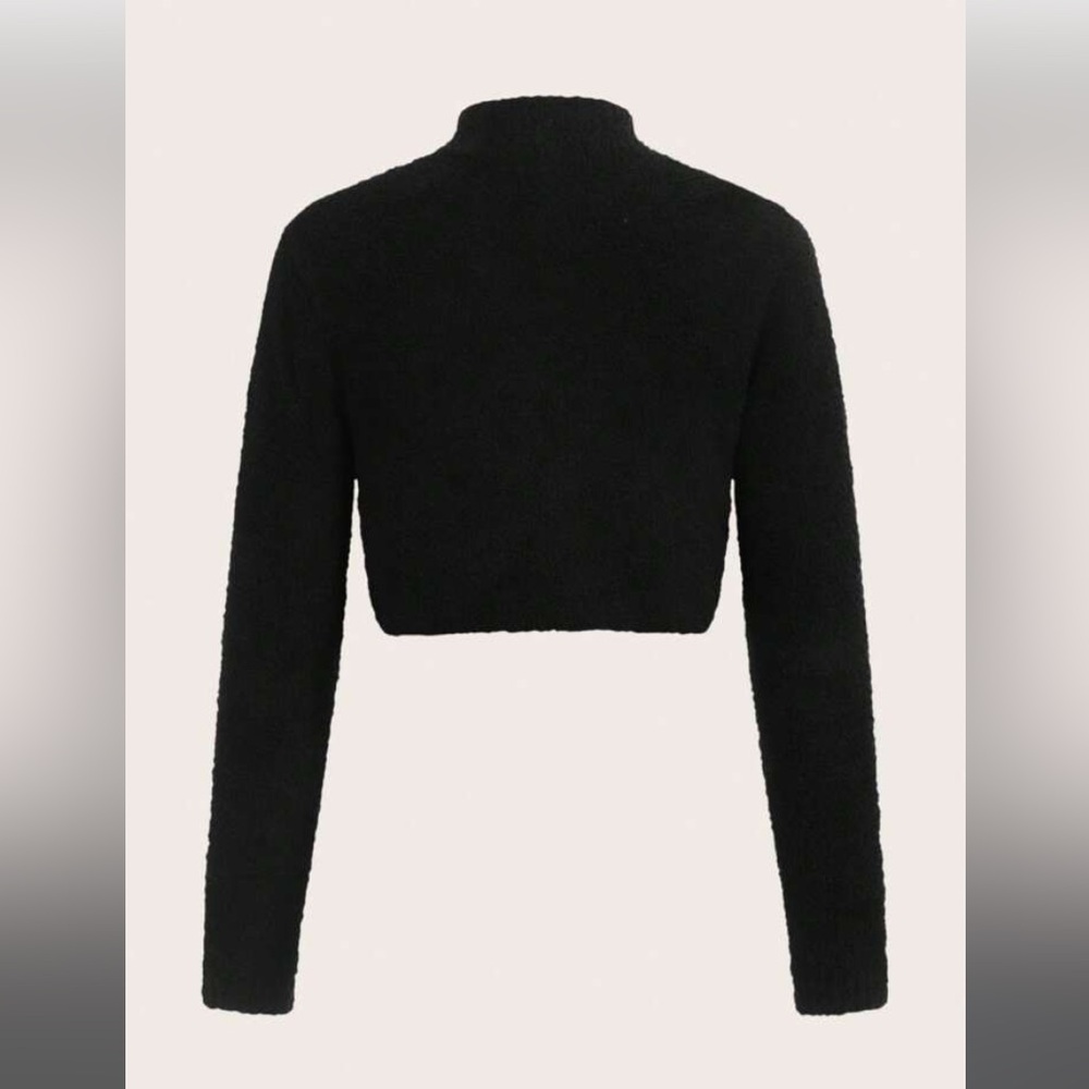 ROMWE Halloween Pumpkin Pattern Mock Neck Crop Sweater - Picture 2 of 4